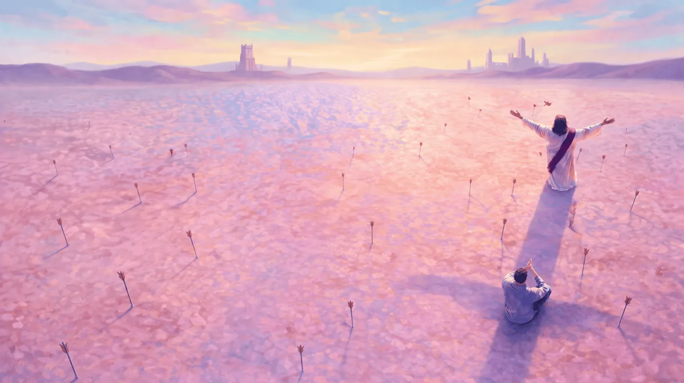 A contemplative illustration of an open landscape